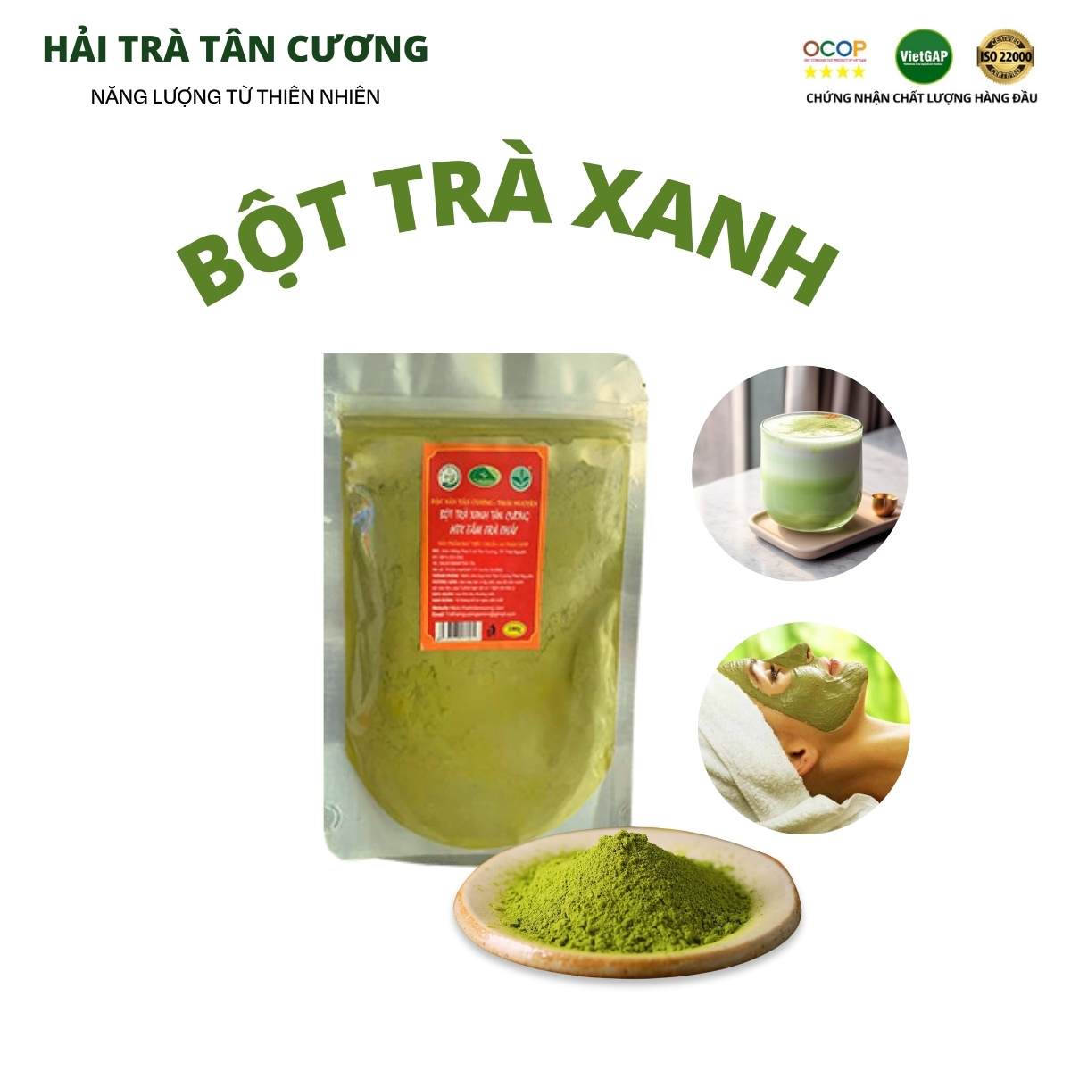 Bột trà xanh Thái Nguyên 100gr thơm mịn, nguyên chất