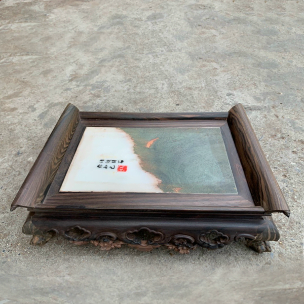 Khay trà gỗ mun mặt đá kích thước 28×38