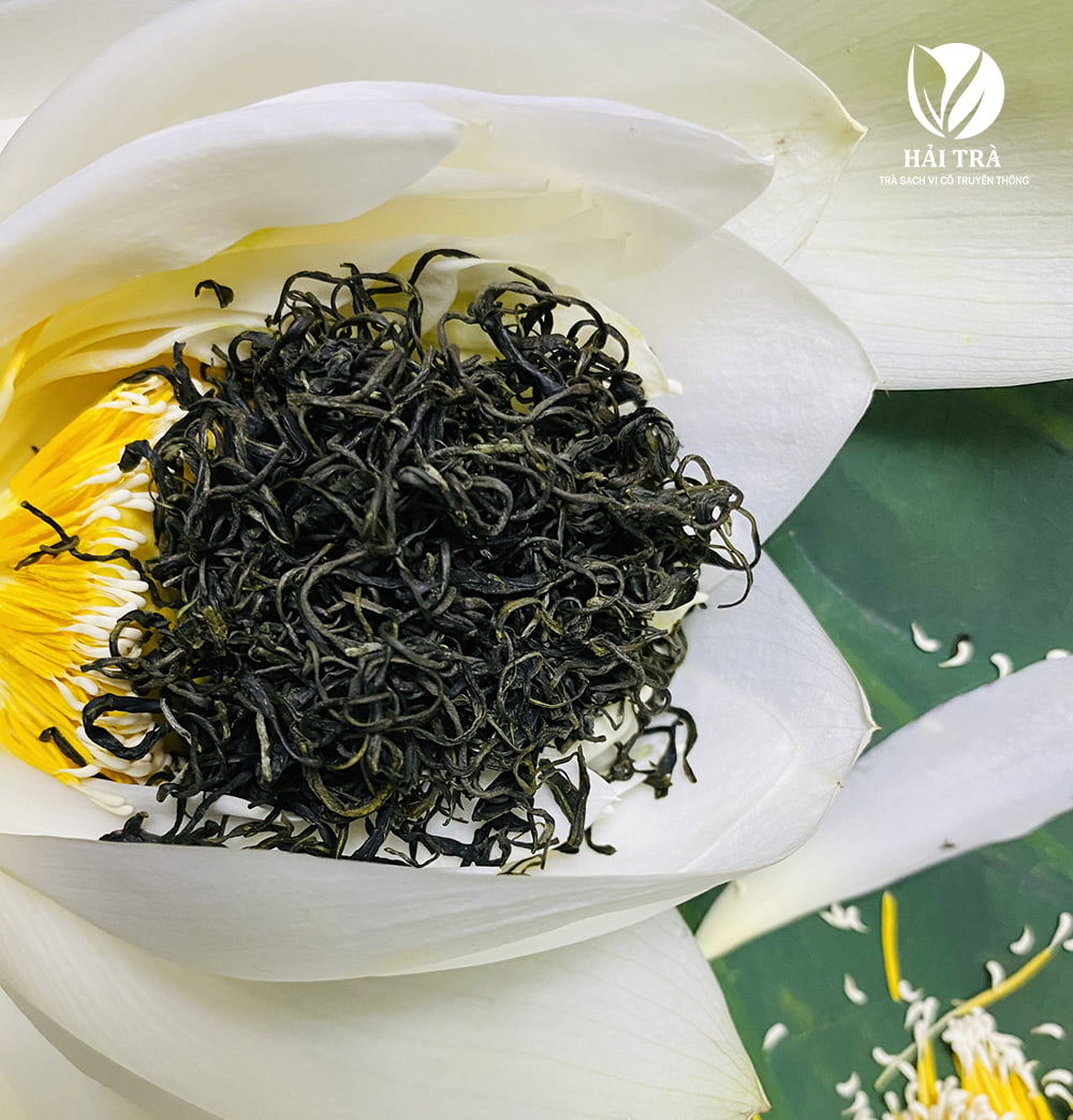 trà ướp với sen trắng bạch liên thơm tự nhiên